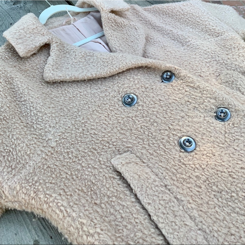 Free People mauve blush pink oversized button down teddy sherpa jacket overcoat - Picture 12 of 16